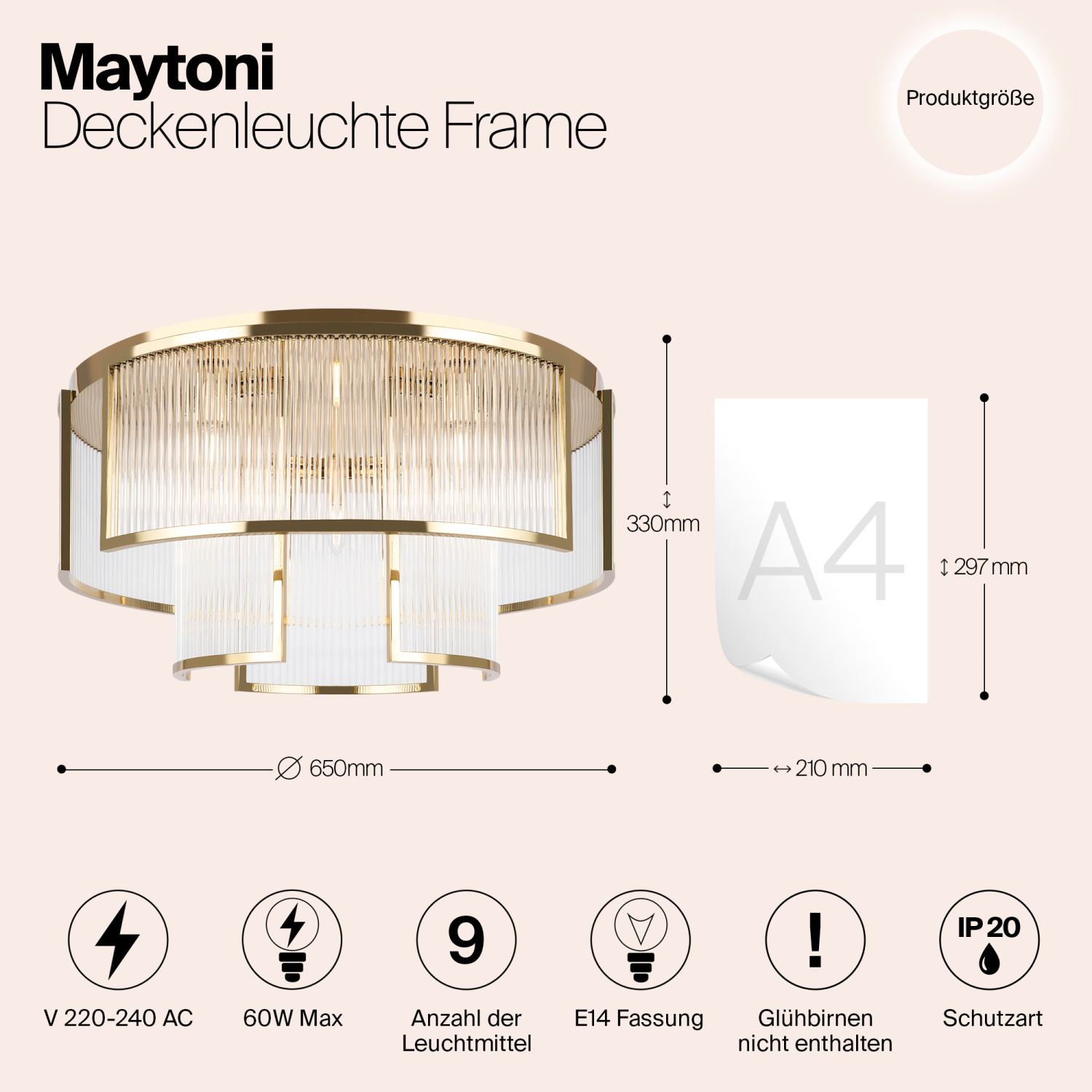 Maytoni Modern Frame Потолочный светильник цвет: золото MOD174CL-09G