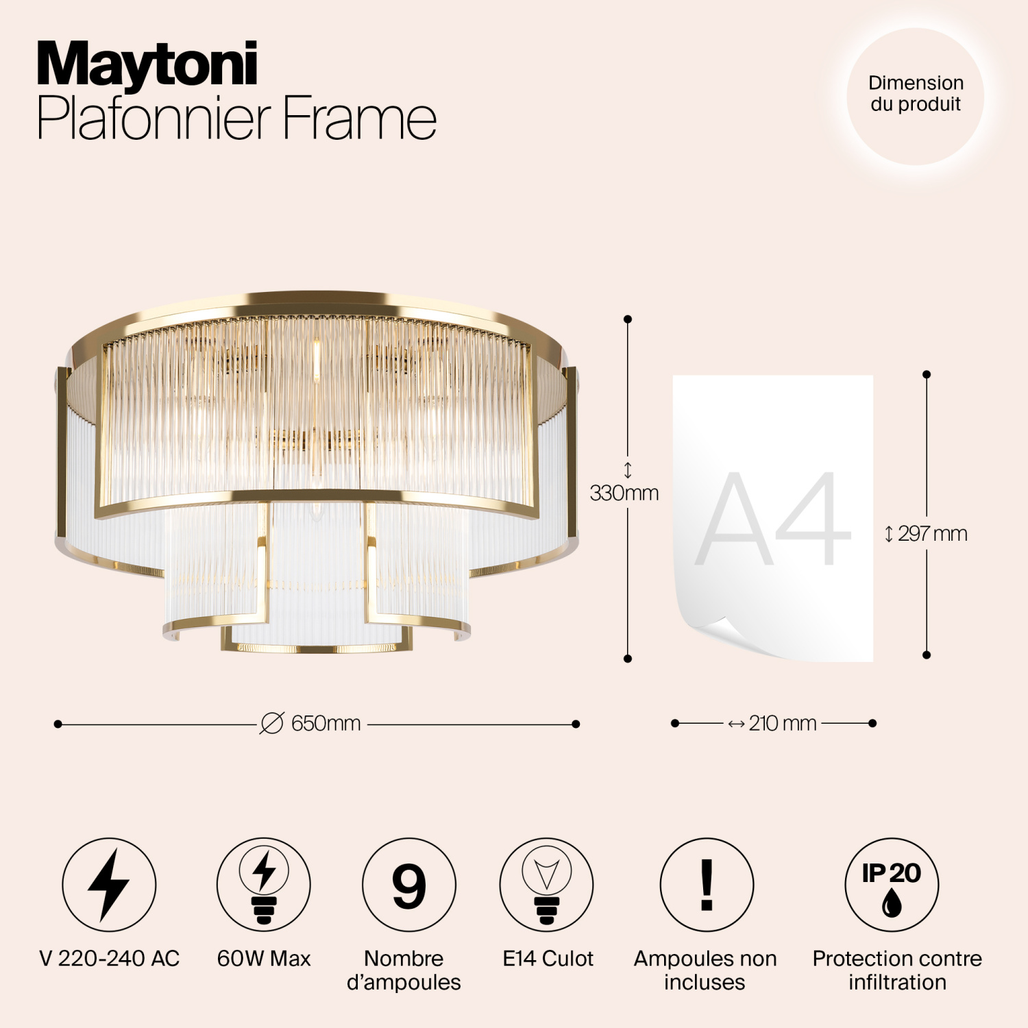 Maytoni Modern Frame Потолочный светильник цвет: золото MOD174CL-09G