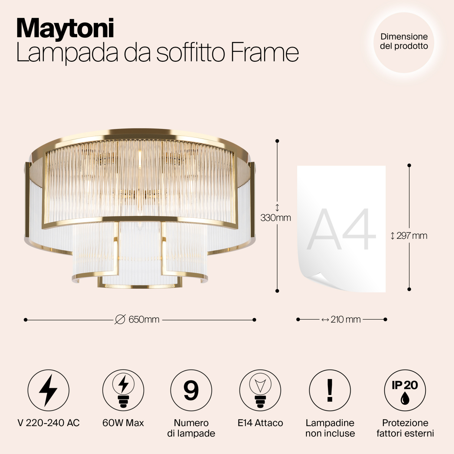 Maytoni Modern Frame Потолочный светильник цвет: золото MOD174CL-09G
