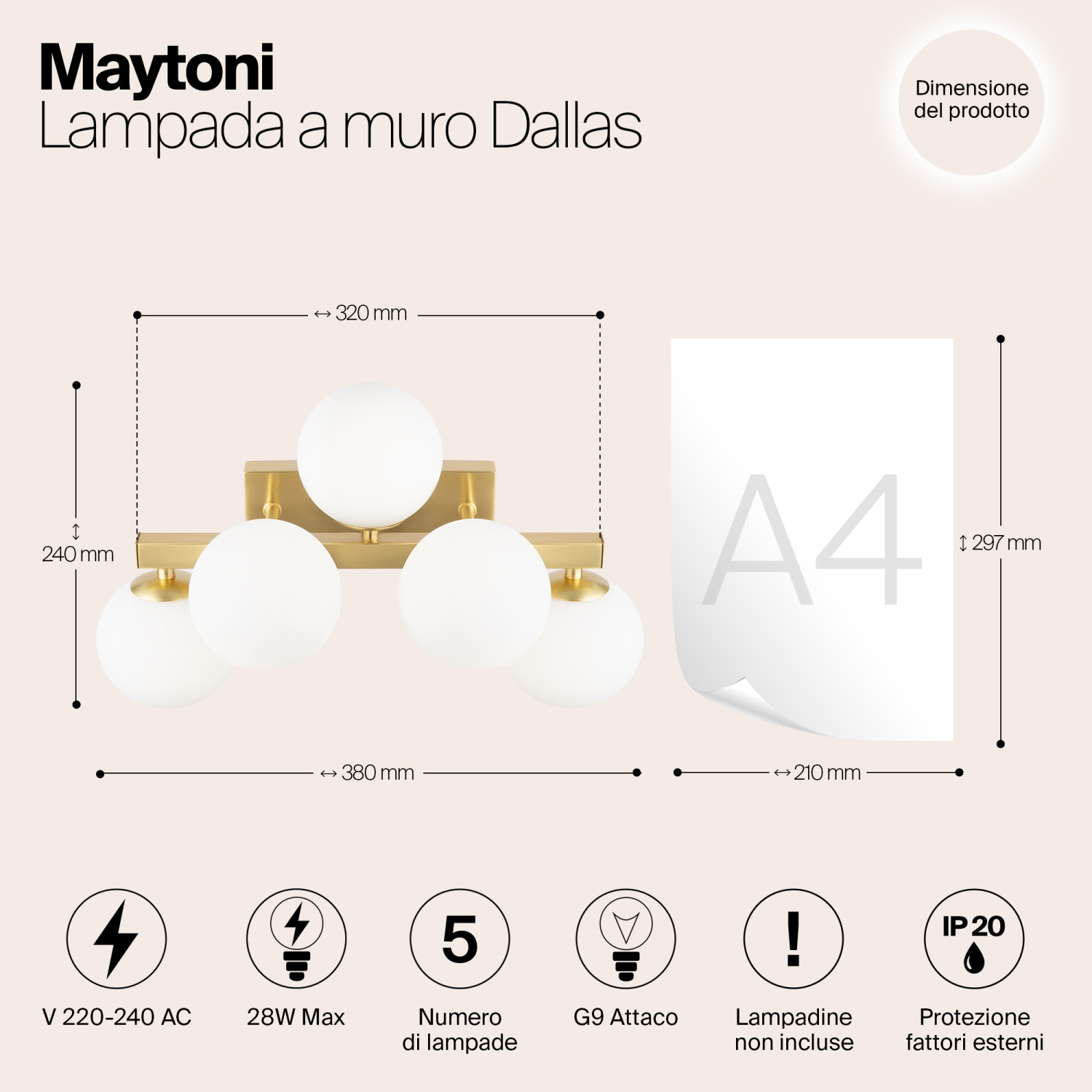 Maytoni Modern Dallas Настенный светильник (бра) цвет: золото MOD547WL-05BS