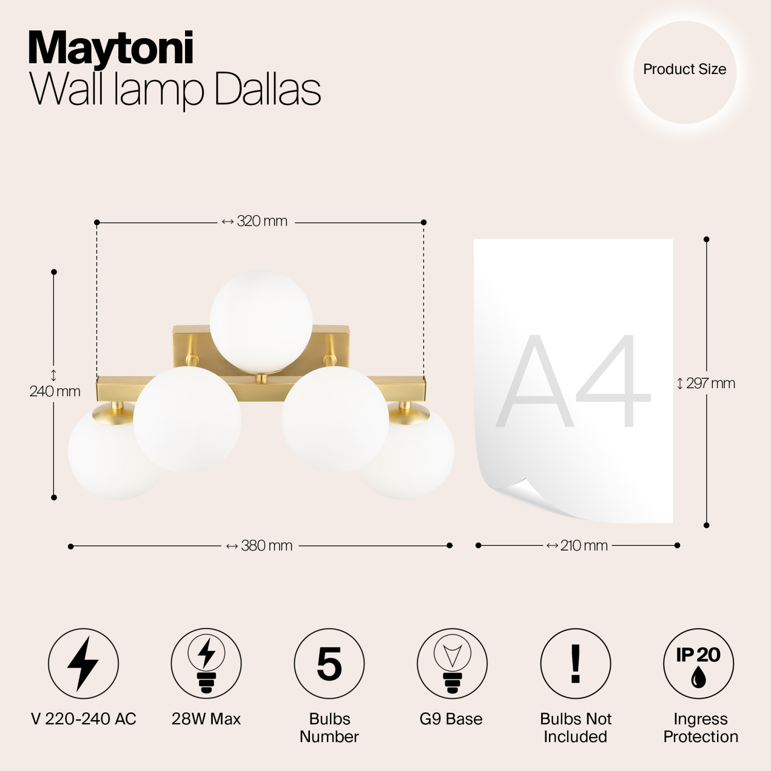 Maytoni Modern Dallas Настенный светильник (бра) цвет: золото MOD547WL-05BS