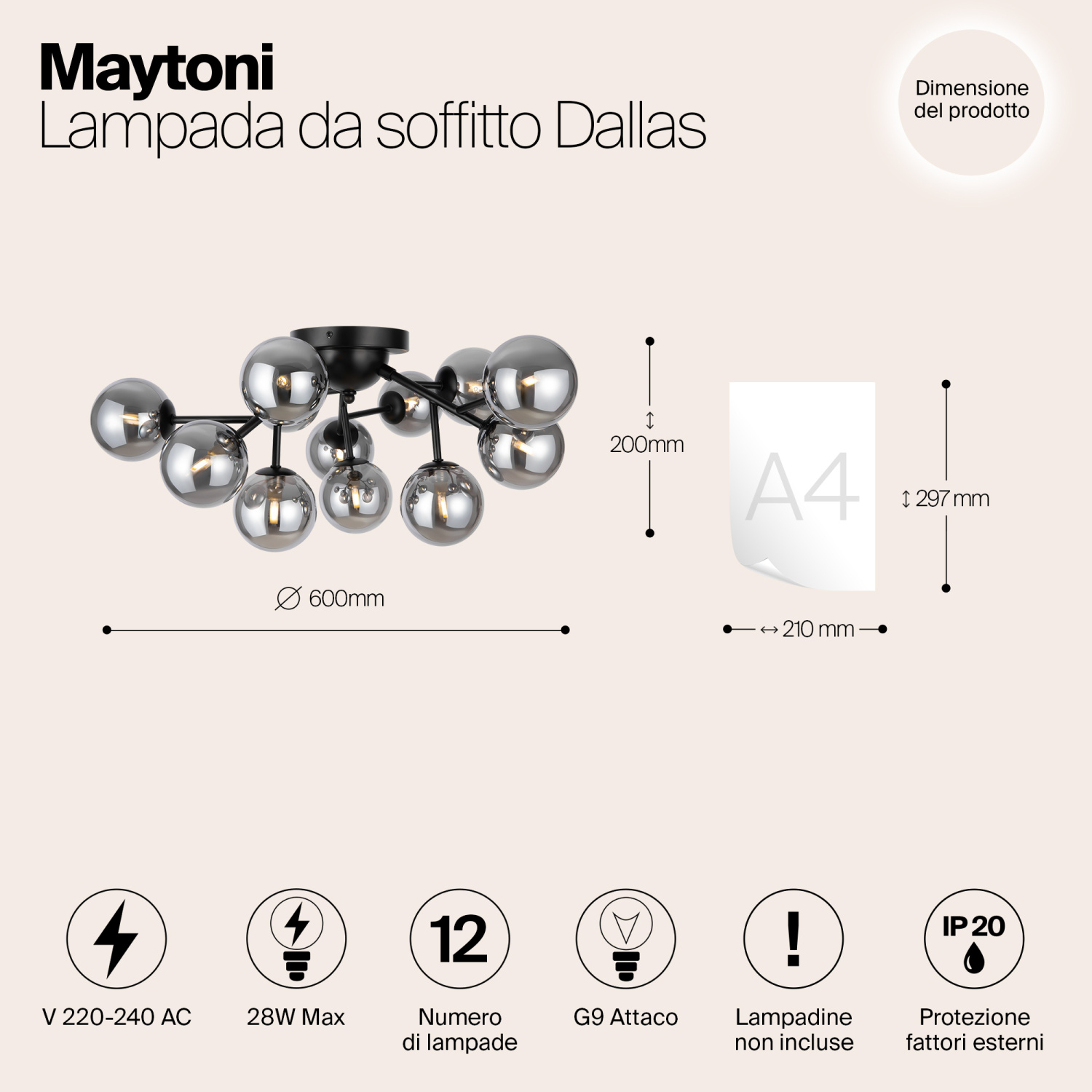 Maytoni Modern Dallas Потолочный светильник цвет: черный MOD545CL-12B