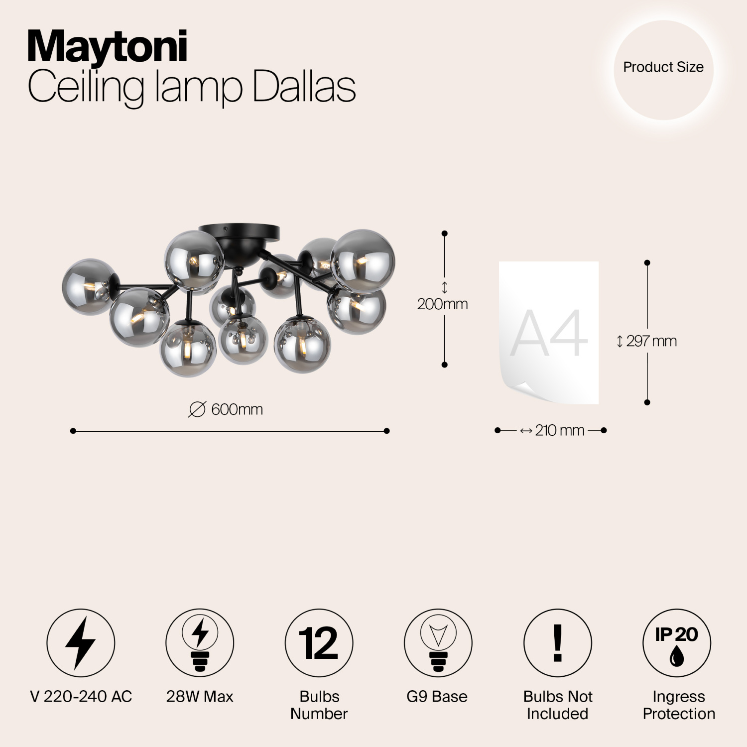Maytoni Modern Dallas Потолочный светильник цвет: черный MOD545CL-12B
