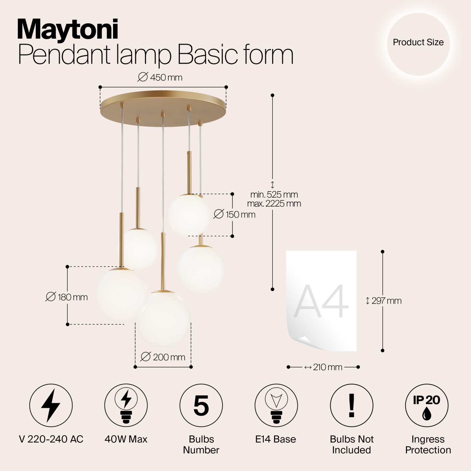 Maytoni Modern Basic form Подвесной светильник цвет: золото MOD321PL-05G1