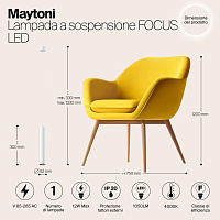 Maytoni Technical Focus LED Подвесной светильник цвет: белый P072PL-L12W4K-1