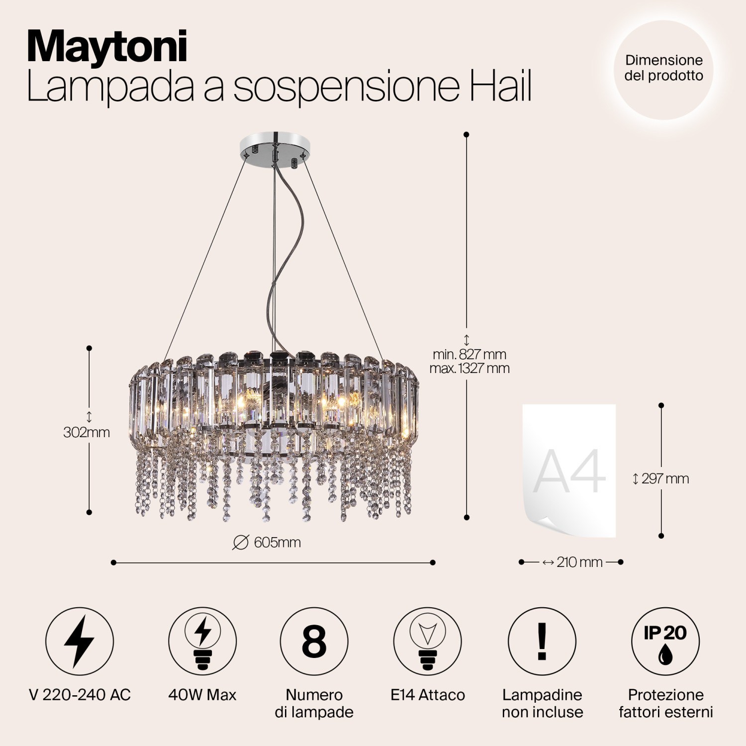 Maytoni Classic Hail Подвесной светильник цвет: хром MOD097PL-08CH