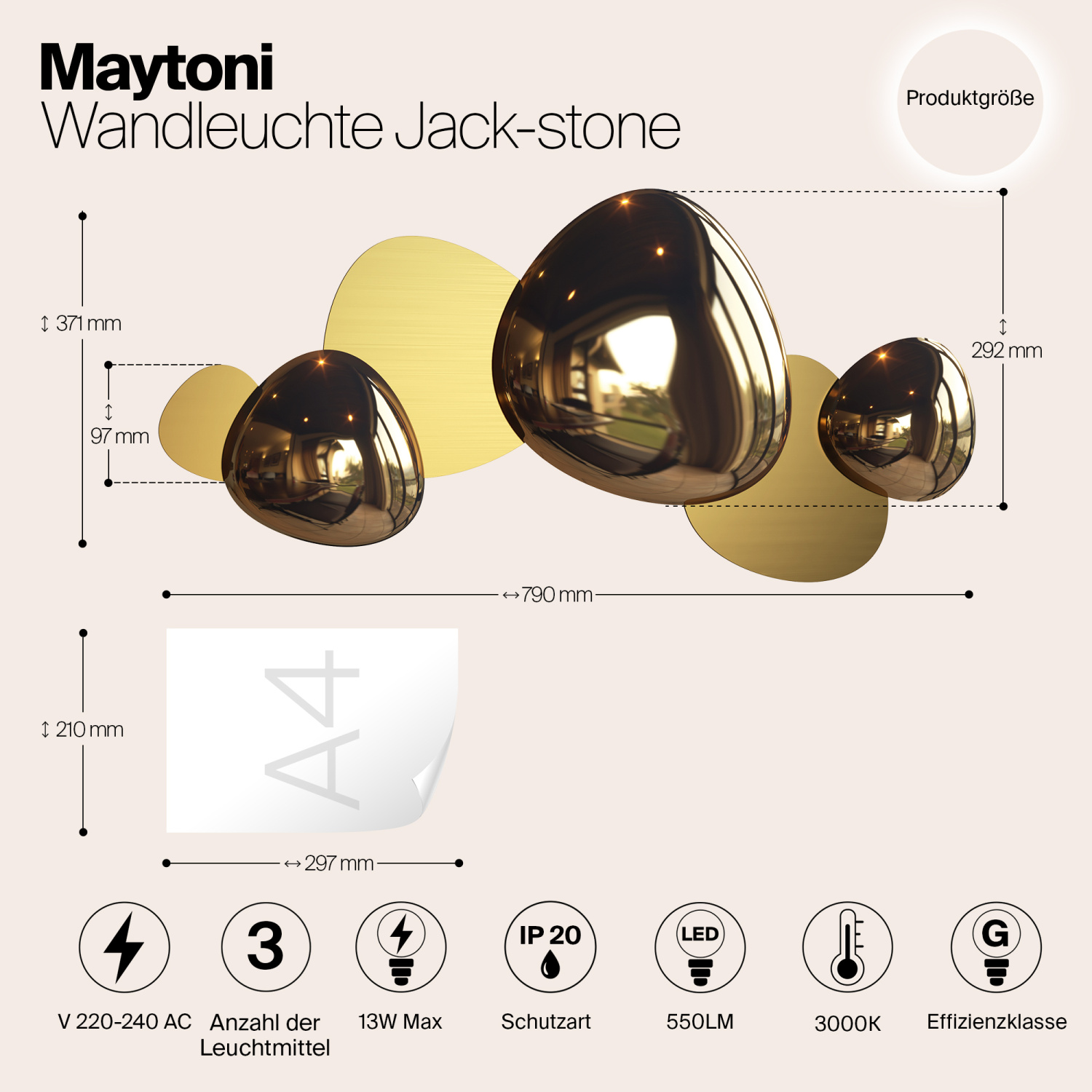 Maytoni Modern Jack-stone Настенный светильник (бра) цвет: золото MOD314WL-L13G3K