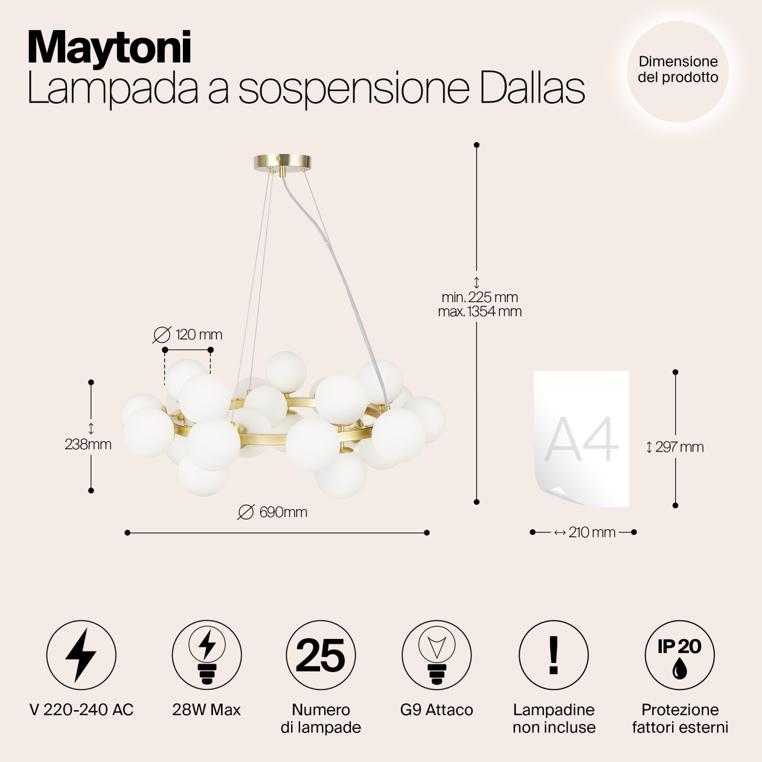 Maytoni Modern Dallas Подвесной светильник цвет: золото MOD545PL-25BS