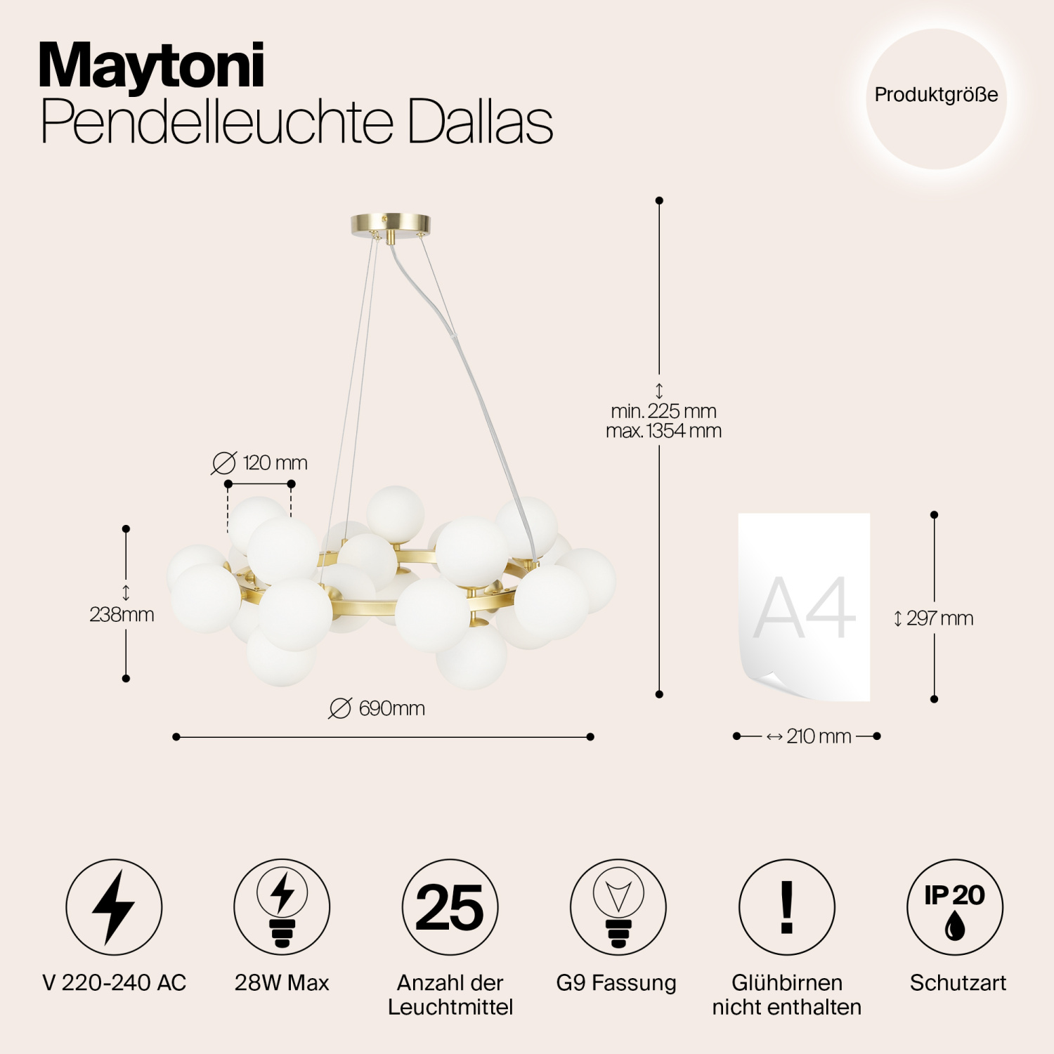 Maytoni Modern Dallas Подвесной светильник цвет: золото MOD545PL-25BS