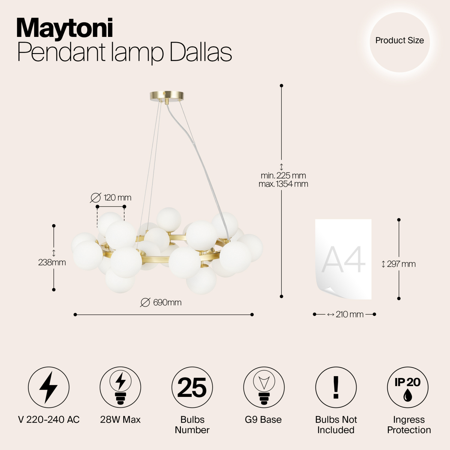 Maytoni Modern Dallas Подвесной светильник цвет: золото MOD545PL-25BS