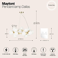 Maytoni Modern Dallas Подвесной светильник цвет: золото MOD545PL-25BS