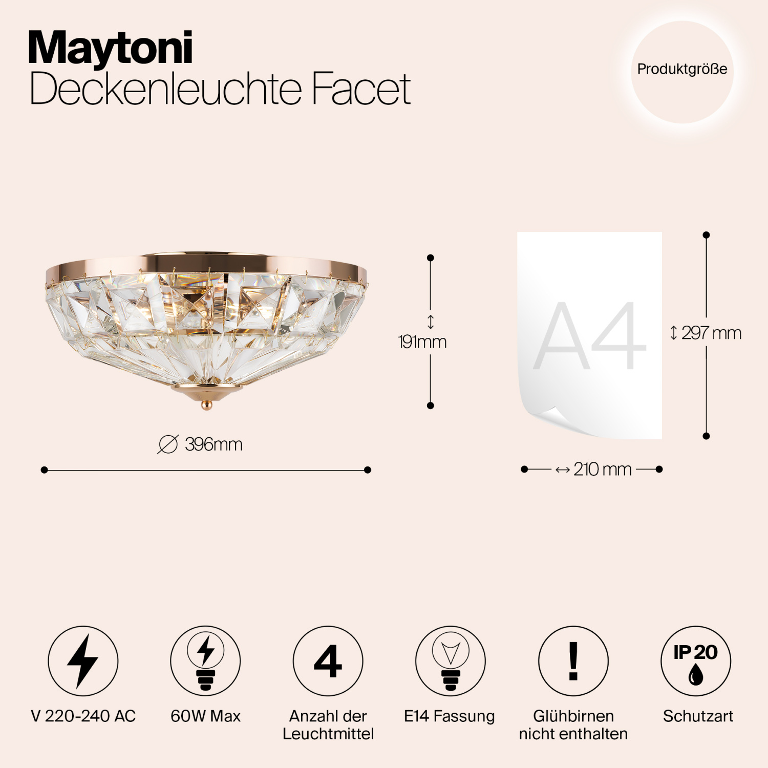 Maytoni Classic Facet Потолочный светильник цвет: золото MOD094CL-04G