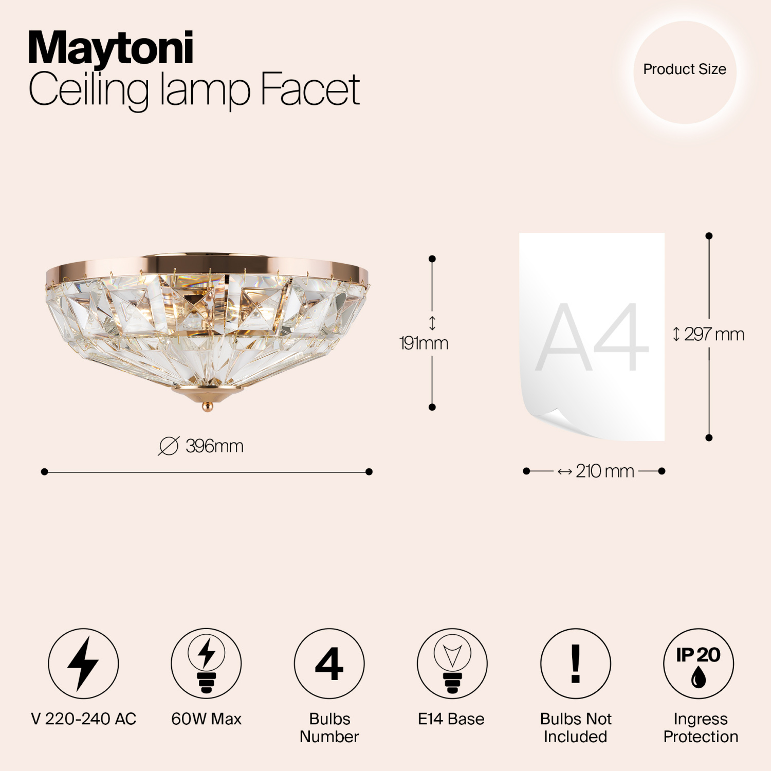Maytoni Classic Facet Потолочный светильник цвет: золото MOD094CL-04G