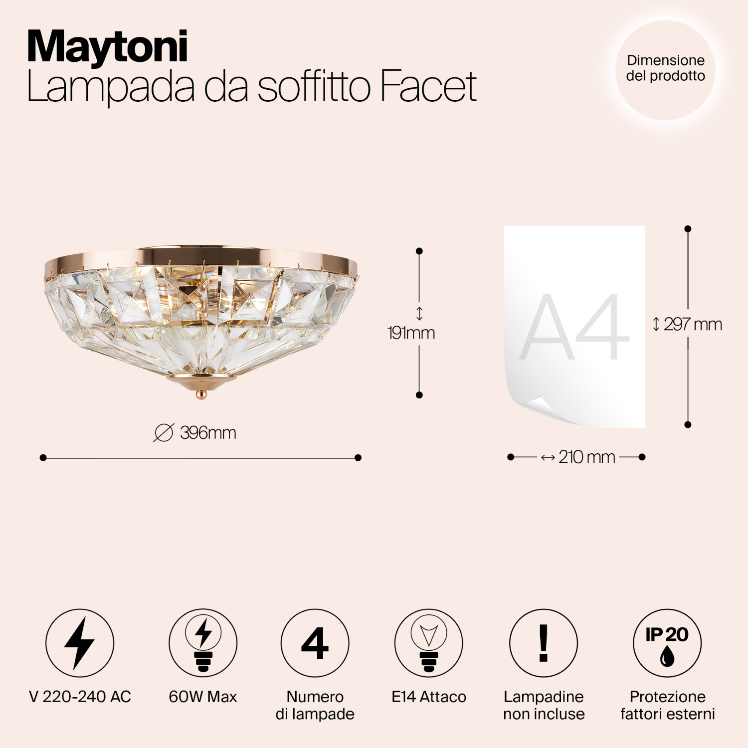 Maytoni Classic Facet Потолочный светильник цвет: золото MOD094CL-04G