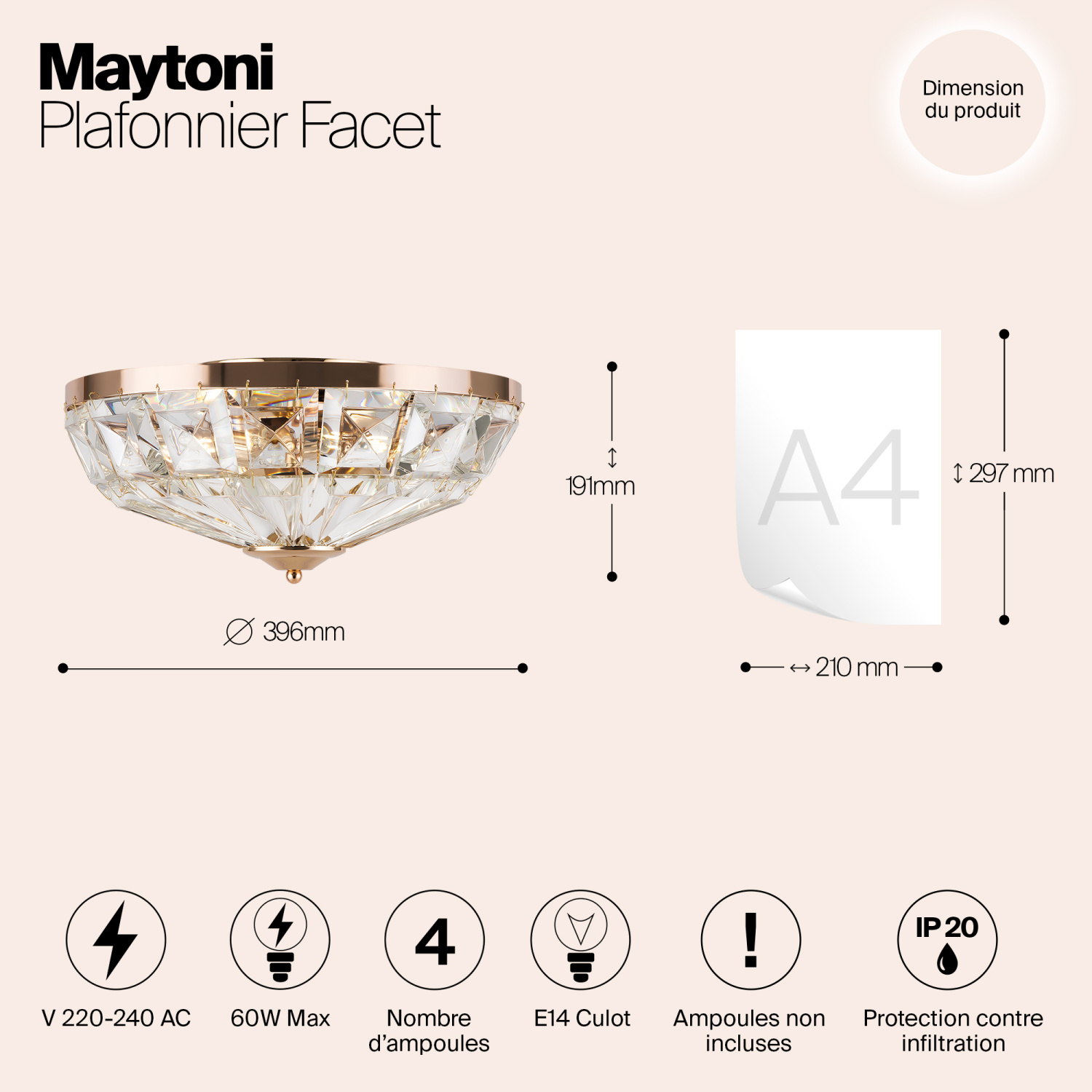 Maytoni Classic Facet Потолочный светильник цвет: золото MOD094CL-04G