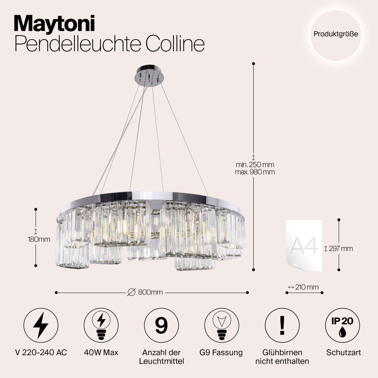Maytoni Modern Colline Подвесной светильник цвет: хром MOD083PL-09CH
