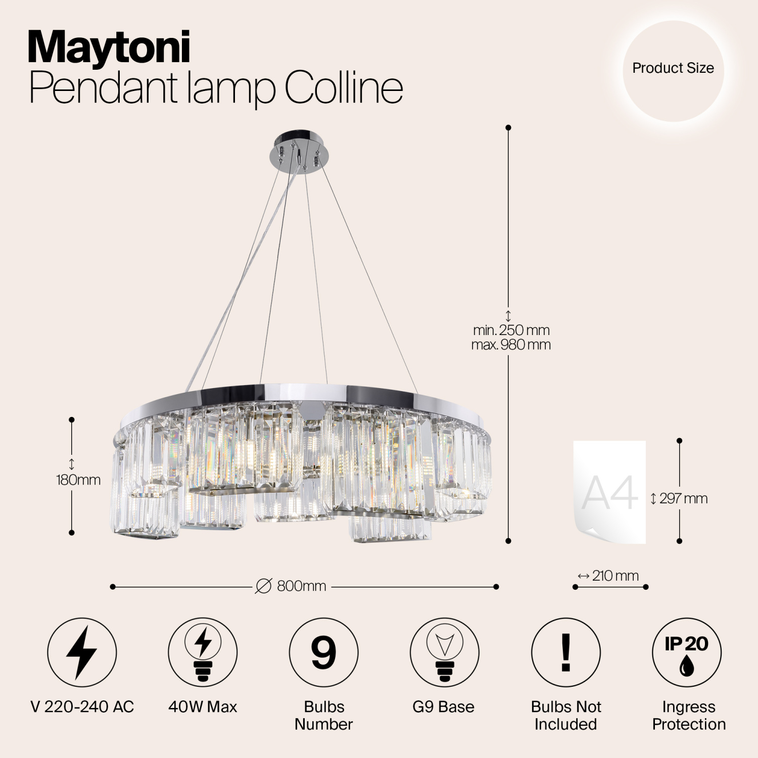 Maytoni Modern Colline Подвесной светильник цвет: хром MOD083PL-09CH