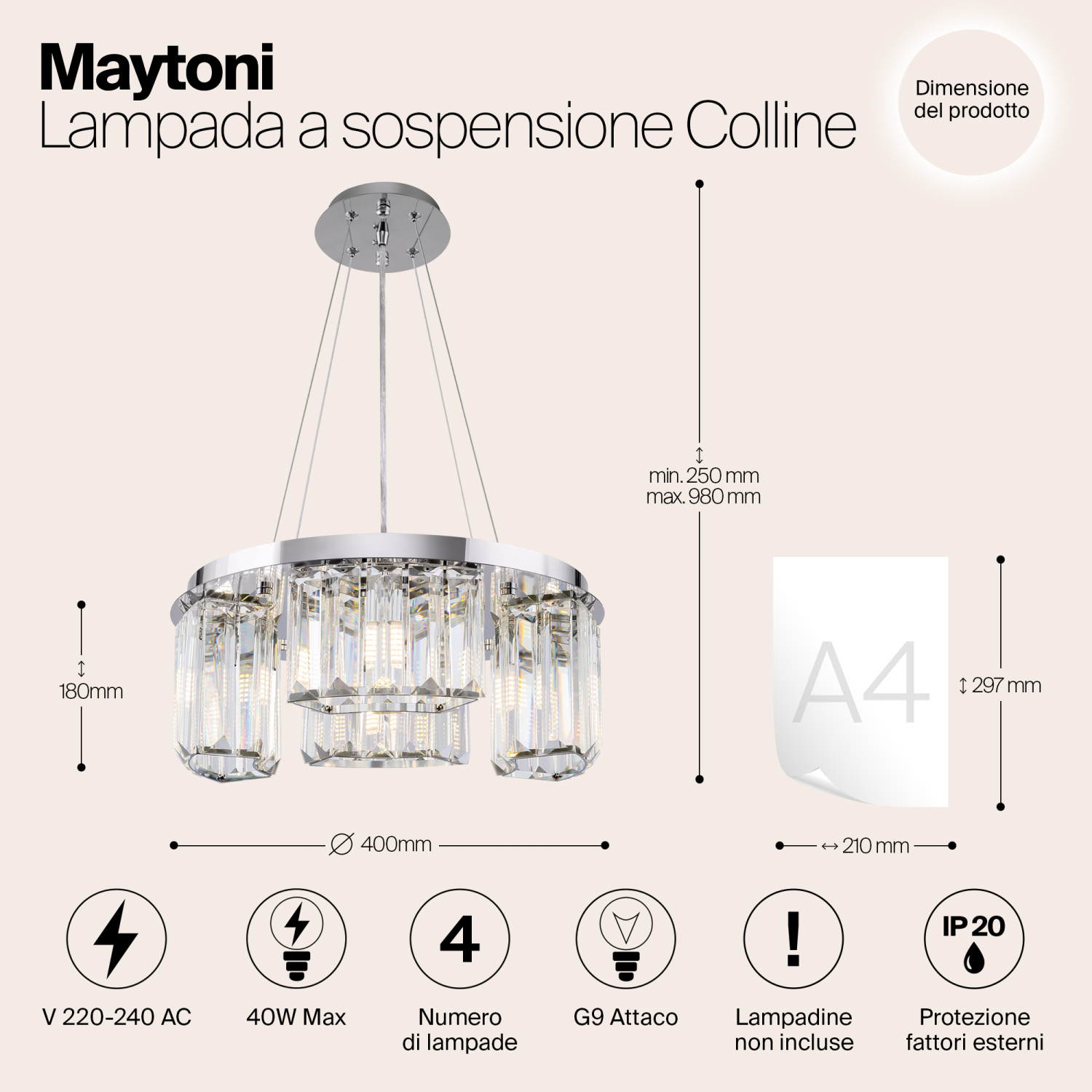 Maytoni Modern Colline Подвесной светильник цвет: хром MOD083PL-04CH