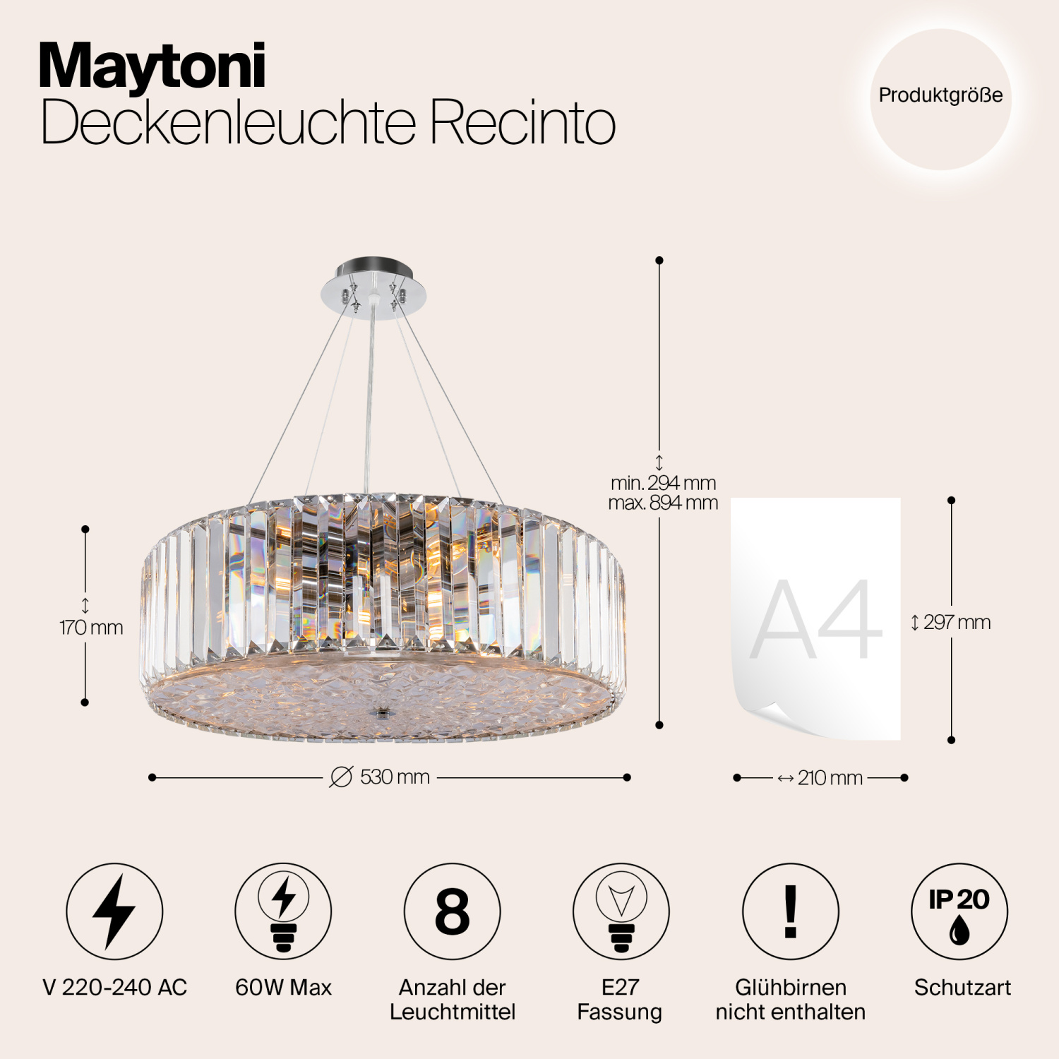 Maytoni Modern Recinto Потолочный светильник цвет: хром MOD080CL-08CH