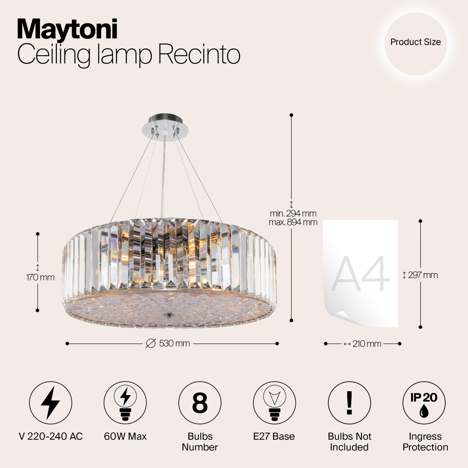 Maytoni Modern Recinto Потолочный светильник цвет: хром MOD080CL-08CH