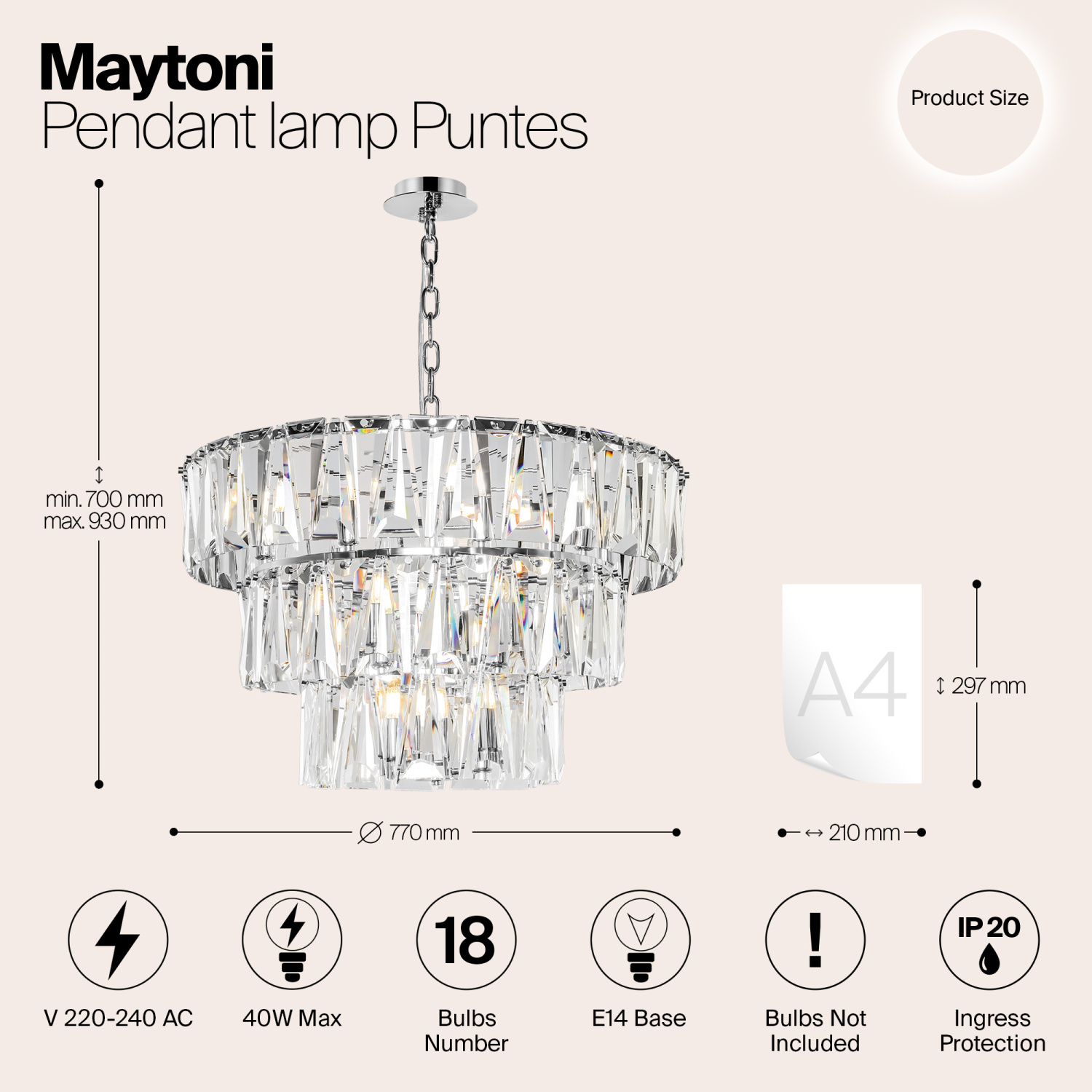 Maytoni Modern Puntes Подвесной светильник цвет: хром MOD043PL-18CH