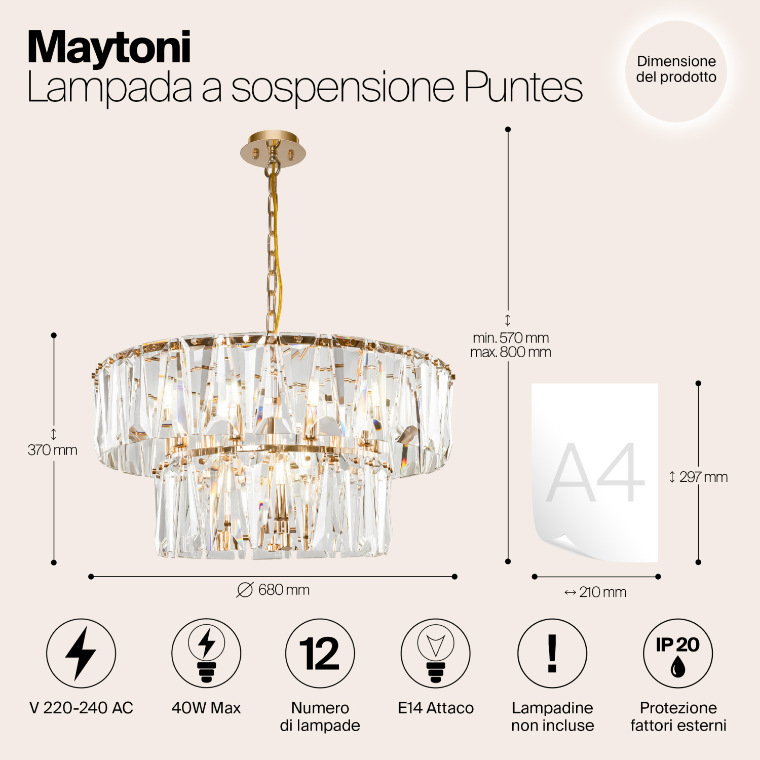 Maytoni Modern Puntes Подвесной светильник цвет: золото MOD043PL-12G