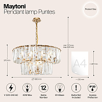 Maytoni Modern Puntes Подвесной светильник цвет: золото MOD043PL-12G