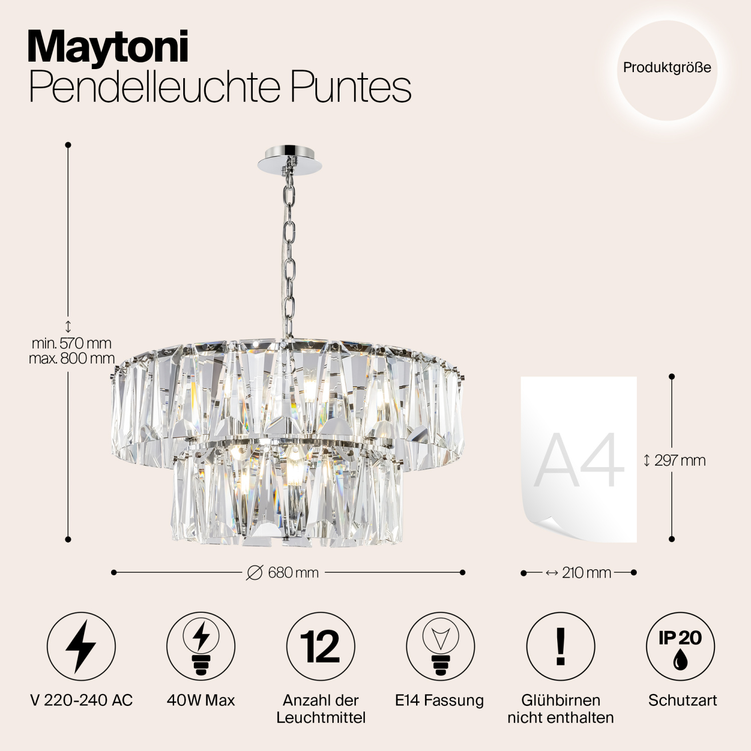 Maytoni Modern Puntes Подвесной светильник цвет: хром MOD043PL-12CH