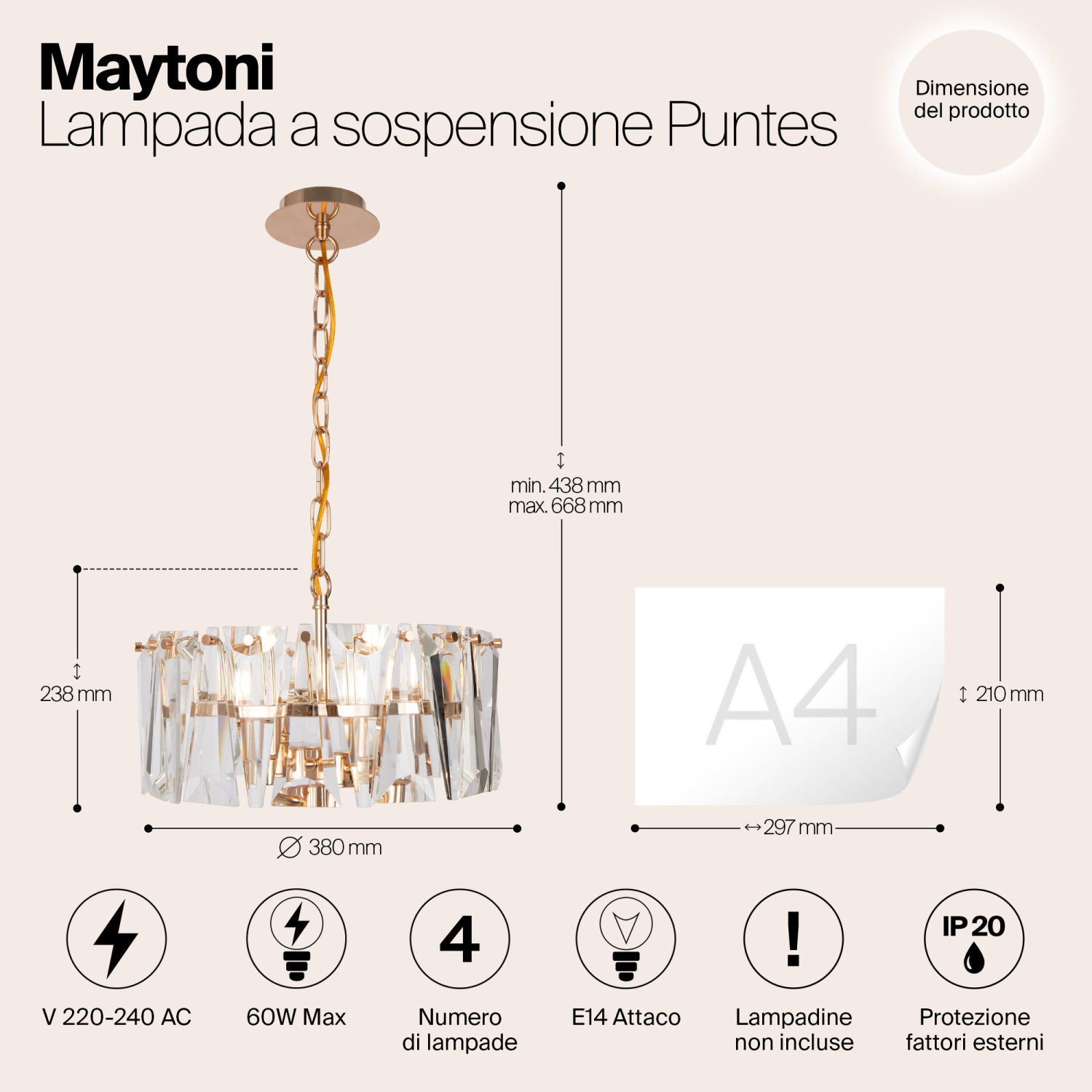 Maytoni Modern Puntes Подвесной светильник цвет: золото MOD043PL-04G