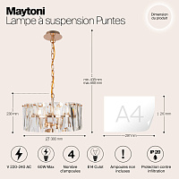 Maytoni Modern Puntes Подвесной светильник цвет: золото MOD043PL-04G