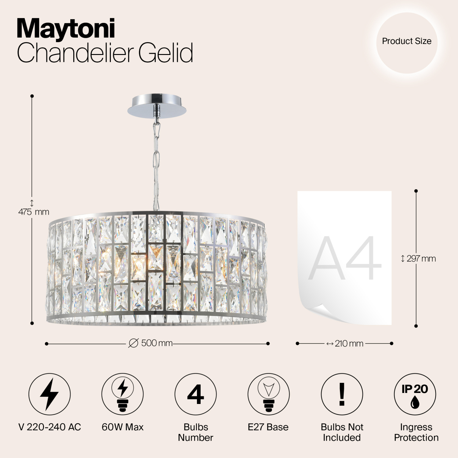 Maytoni Modern Gelid Люстра цвет: хром MOD184-PL-04-CH