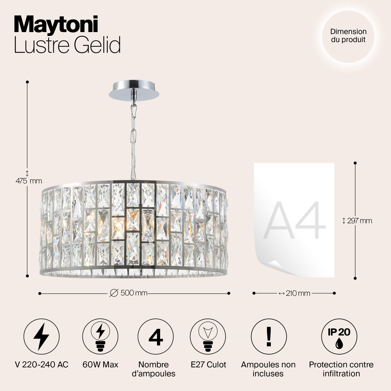 Maytoni Modern Gelid Люстра цвет: хром MOD184-PL-04-CH