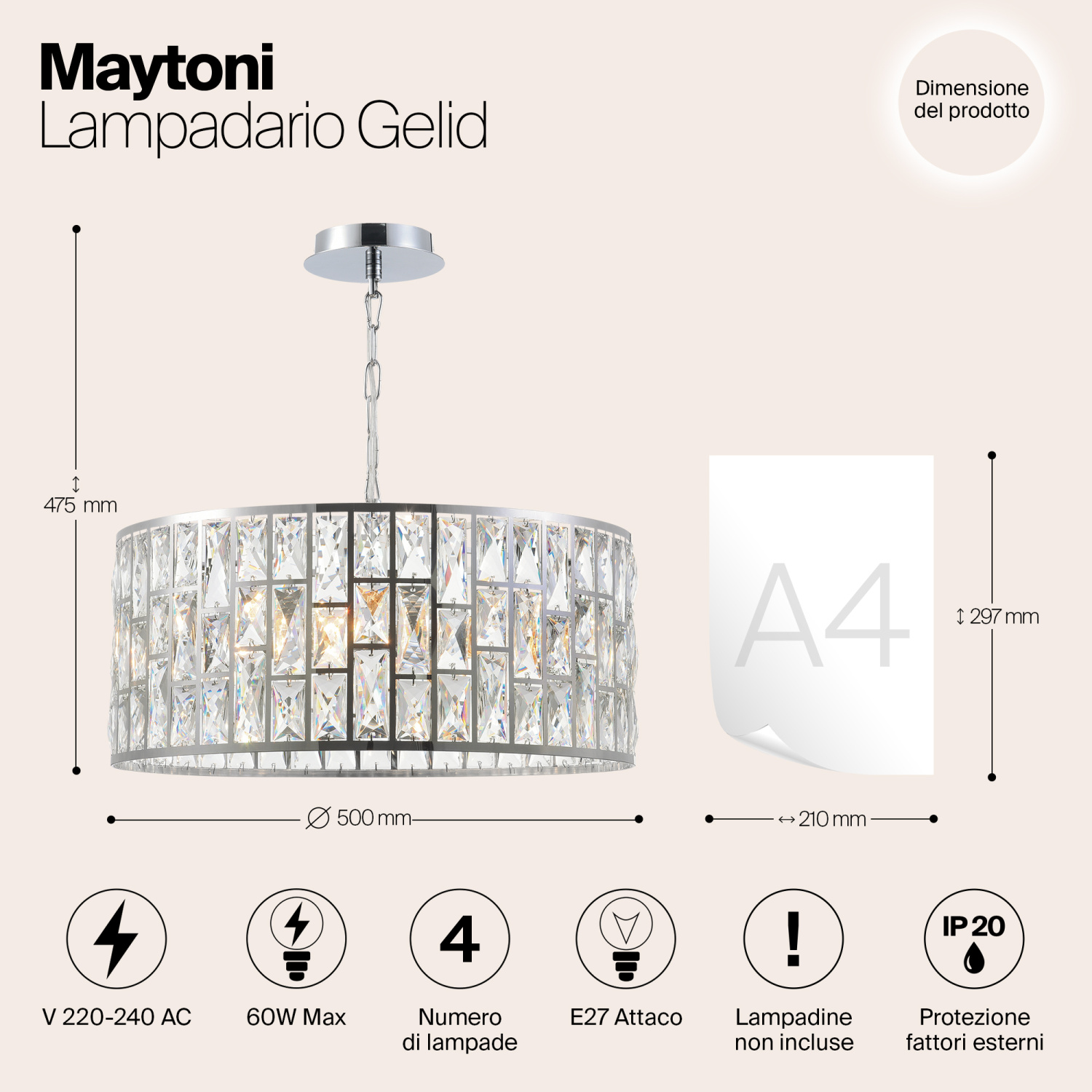 Maytoni Modern Gelid Люстра цвет: хром MOD184-PL-04-CH