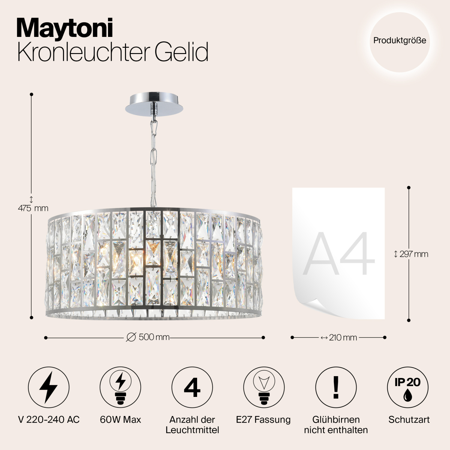 Maytoni Modern Gelid Люстра цвет: хром MOD184-PL-04-CH