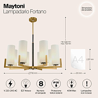 Maytoni Modern Fortano Люстра цвет: черный и латунь MOD089PL-08BS