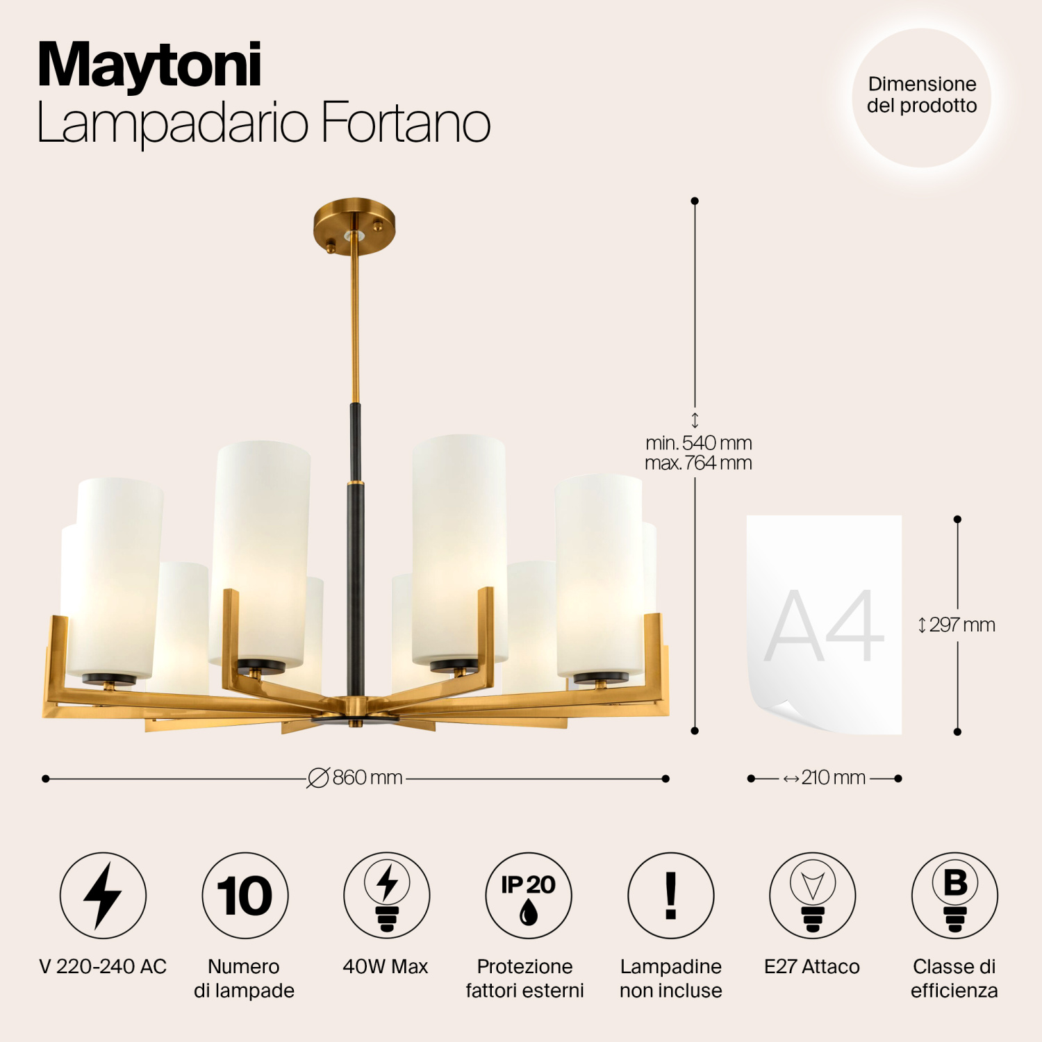Maytoni Modern Fortano Люстра цвет: черный и латунь MOD089PL-10BS