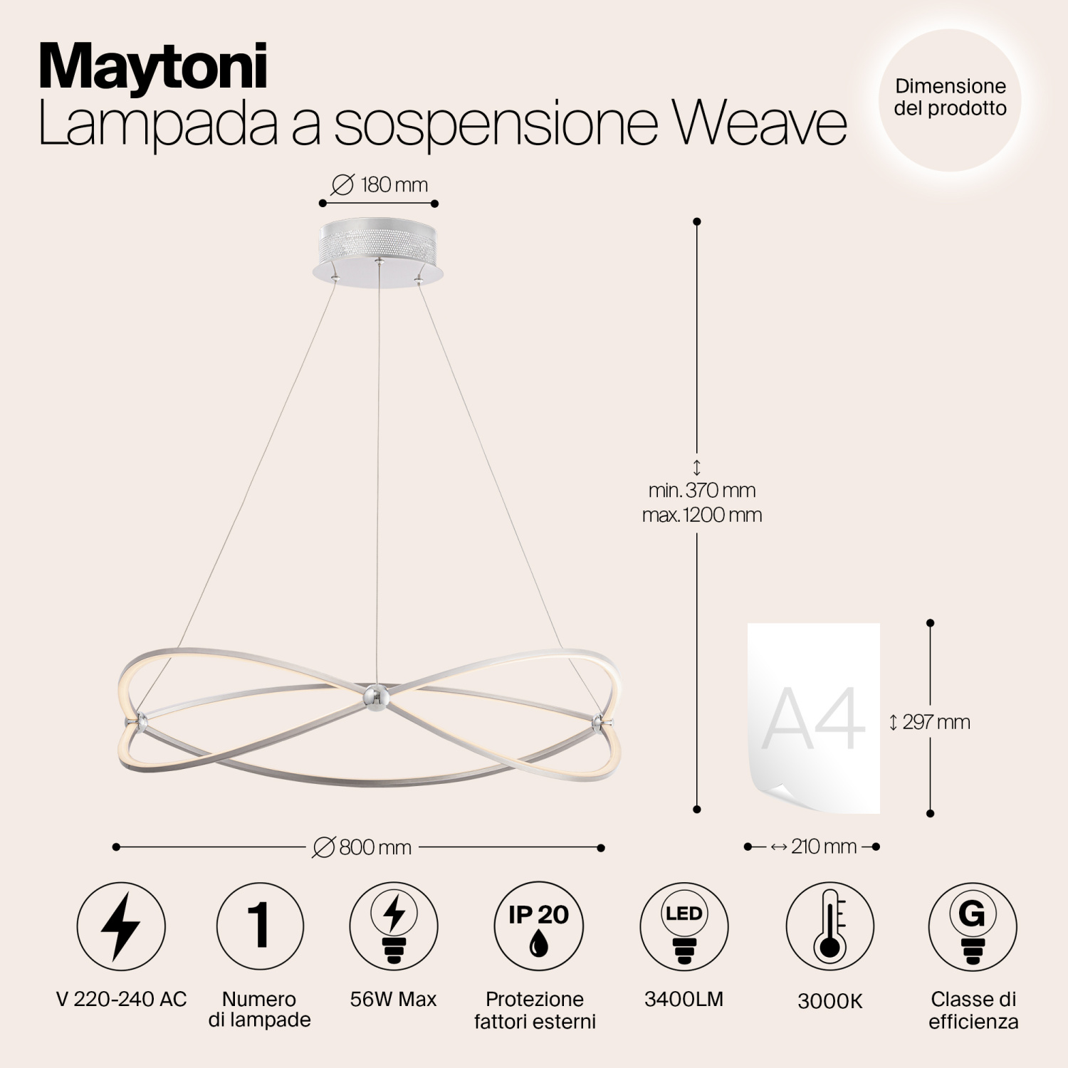 Maytoni Modern Weave Подвесной светильник цвет: никель MOD062PL-L56CH3K
