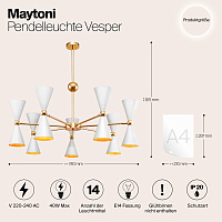 Maytoni Modern Vesper Подвесной светильник цвет: белый и золото MOD108PL-14WG