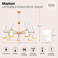 Maytoni Modern Vesper Подвесной светильник цвет: белый и золото MOD108PL-14WG
