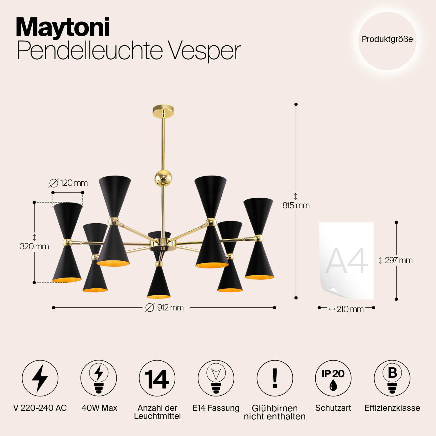 Maytoni Modern Vesper Подвесной светильник цвет: золото MOD108PL-14GB