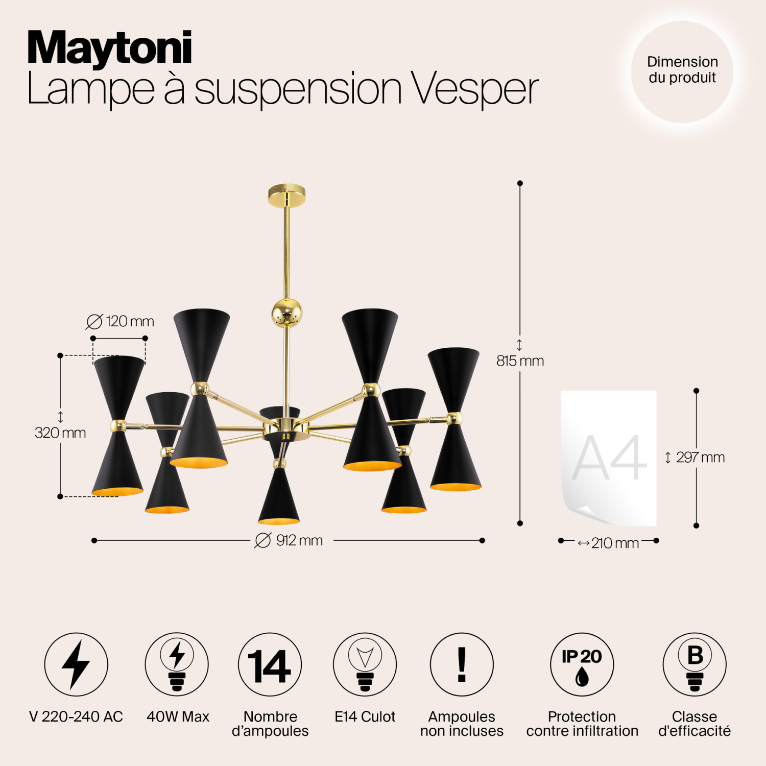 Maytoni Modern Vesper Подвесной светильник цвет: золото MOD108PL-14GB