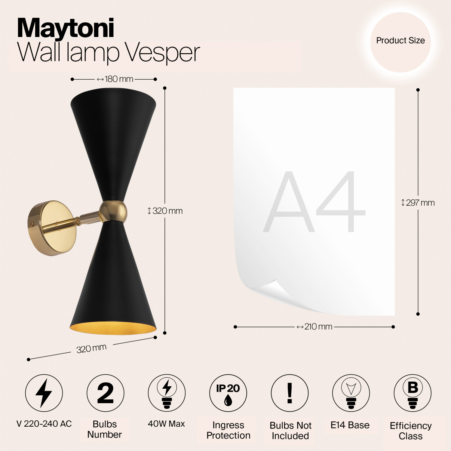 Maytoni Modern Vesper Настенный светильник (бра) цвет: золото MOD108WL-02GB