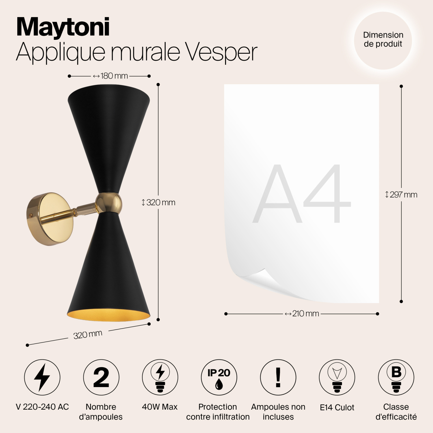Maytoni Modern Vesper Настенный светильник (бра) цвет: золото MOD108WL-02GB