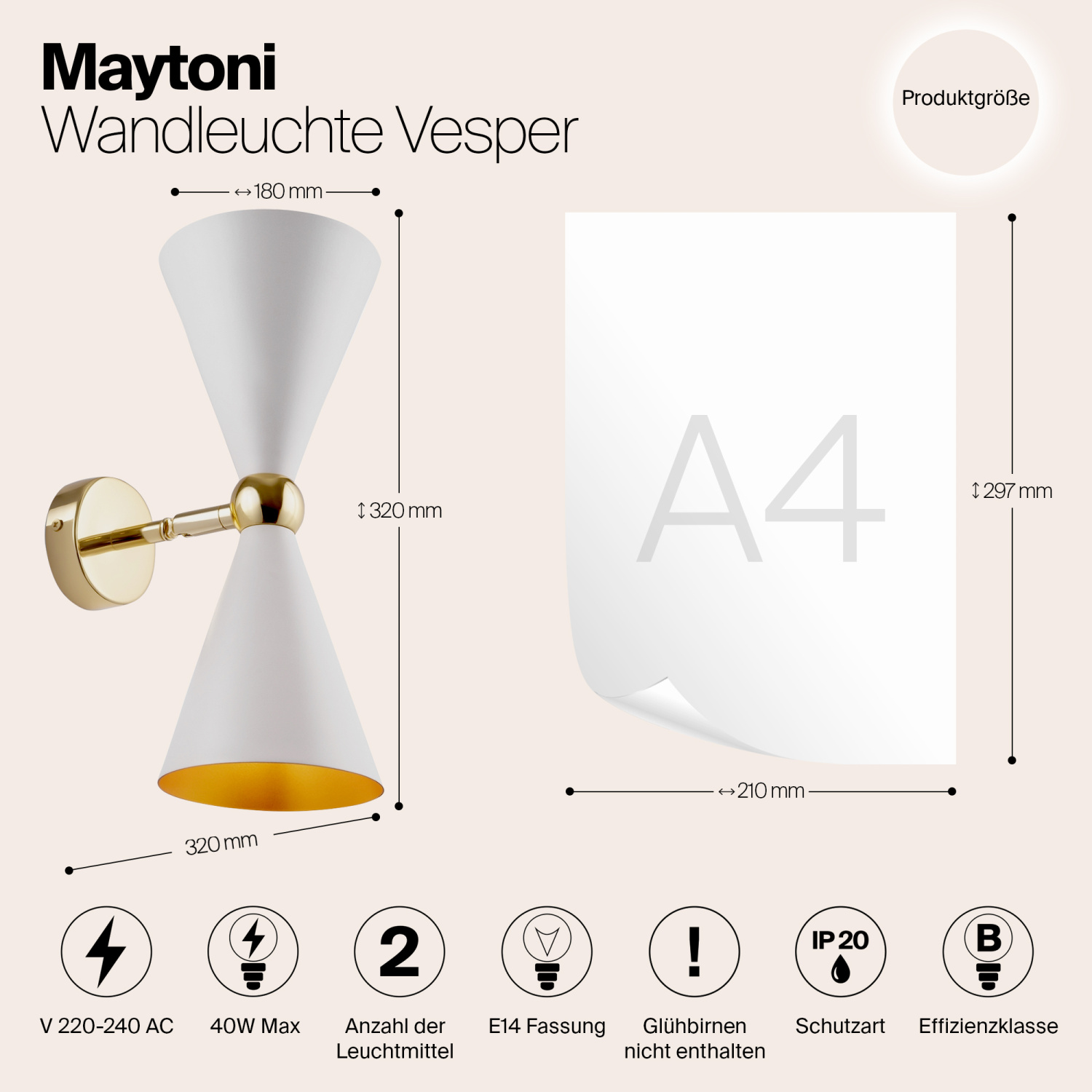 Maytoni Modern Vesper Настенный светильник (бра) цвет: золото MOD108WL-02WG