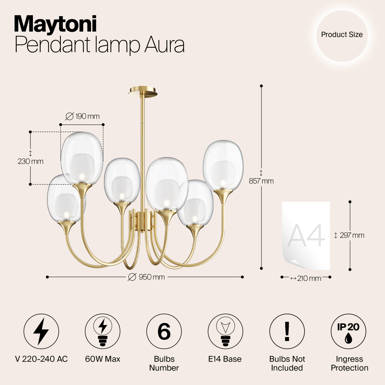 Maytoni Modern Aura Подвесной светильник цвет: латунь MOD016PL-06BS