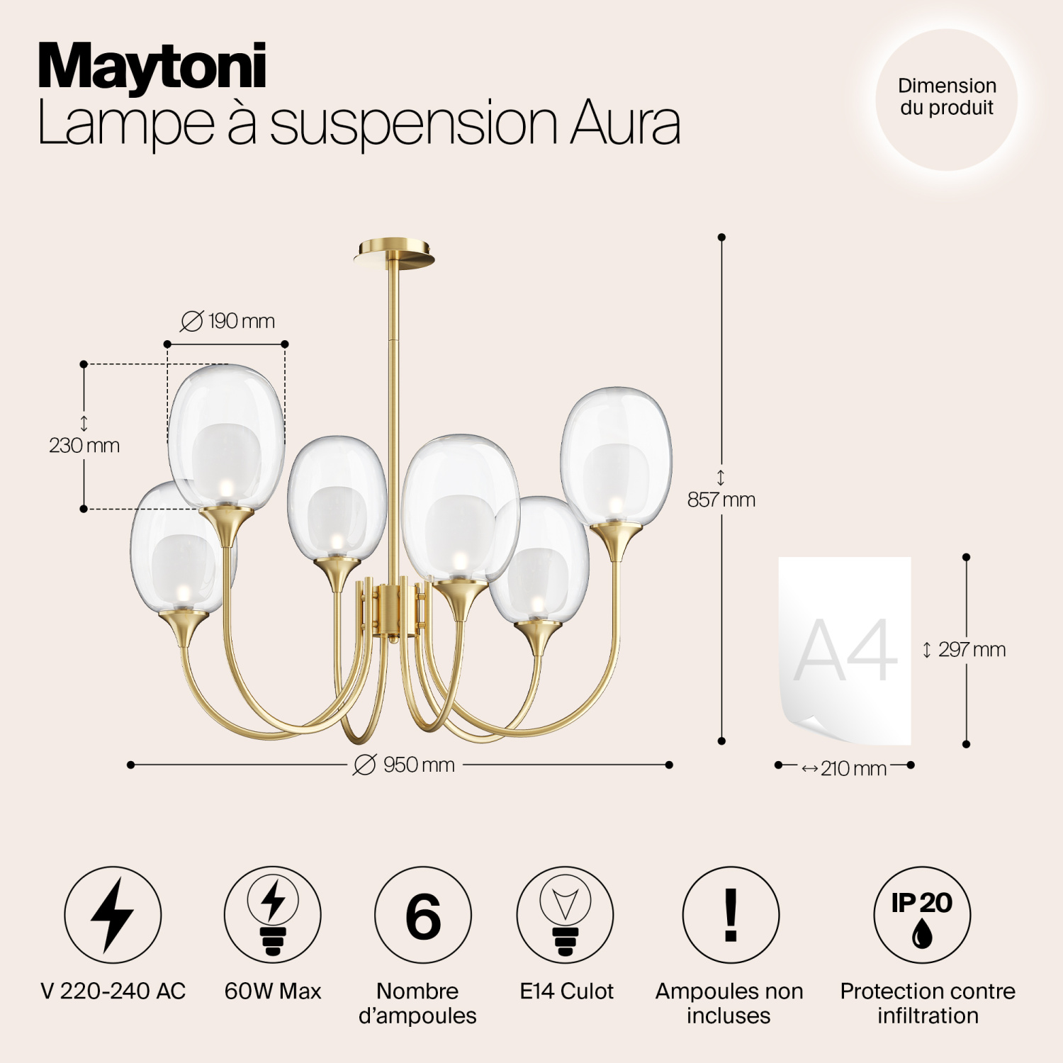 Maytoni Modern Aura Подвесной светильник цвет: латунь MOD016PL-06BS