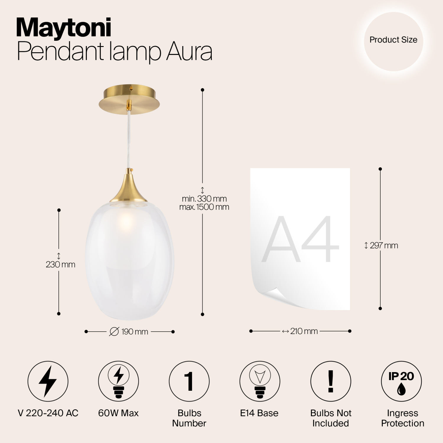 Maytoni Modern Aura Подвесной светильник цвет: латунь MOD016PL-01BS
