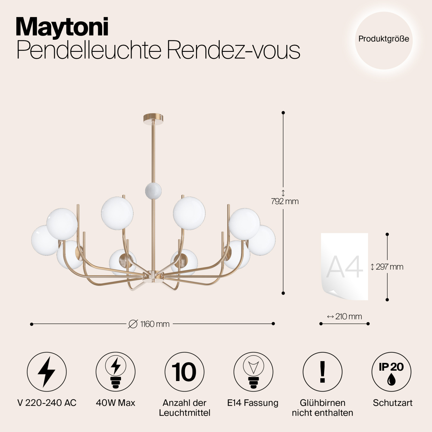 Maytoni Modern Rendez-vous Подвесной светильник цвет: латунь MOD109PL-10BS