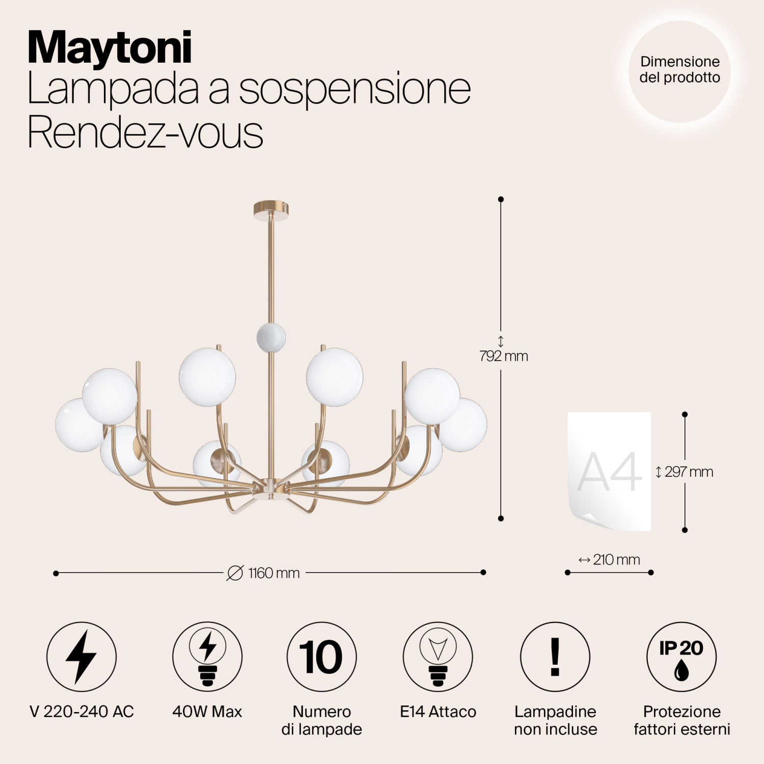 Maytoni Modern Rendez-vous Подвесной светильник цвет: латунь MOD109PL-10BS