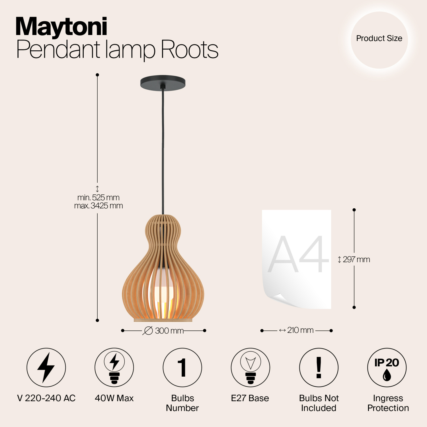 Maytoni Modern Roots Подвесной светильник цвет: черный MOD192PL-01W1